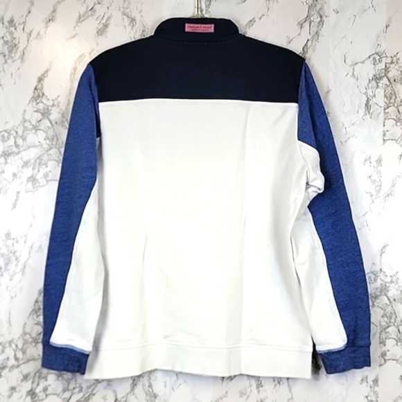 Vineyard Vines Saltwater The Shep Shirt Pullover Navy&Heather Blue White Sz M - Picture 6 of 12